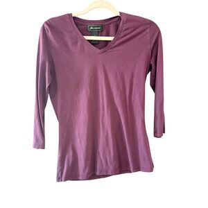 Jillanova Y2k Womens Plum Purple V-Neck Cotton Stretch Top Small Whisigoth